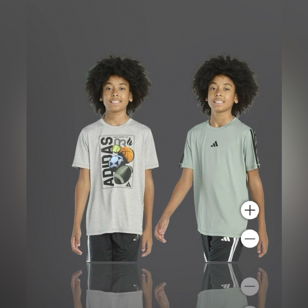 Adidas Youth 2 pack Gray and Green T-Shirts
